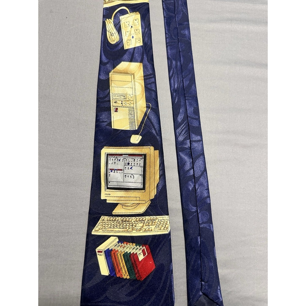 VTG 90s Steven Harris Computer Tower Floppy Disk Men's Novelty Necktie